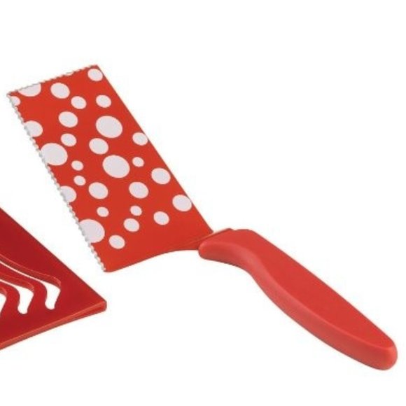 NEW Kuhn Rikon Dual Edge Slice and Serve Slicer 10-Inch Red Polka Dot Pie Server - Picture 4 of 8